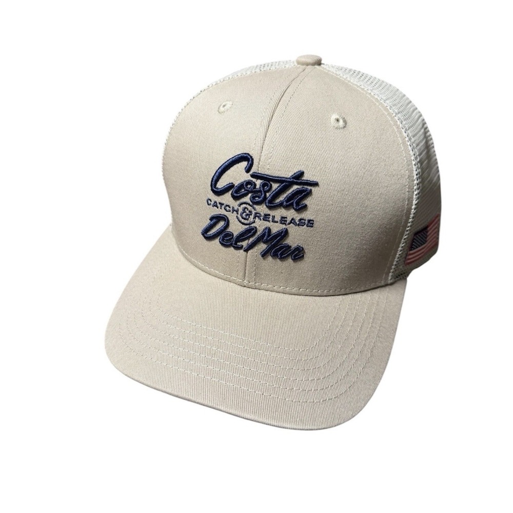 Costa Del Mar Catch & Release Trucker Hat Khaki Mesh Snapback Adjustable NWT Men - Picture 1 of 5